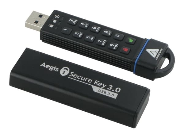 Apricorn Aegis Secure Key 3.0 - USB-flashstasjon - kryptert - 30 GB - USB 3.0