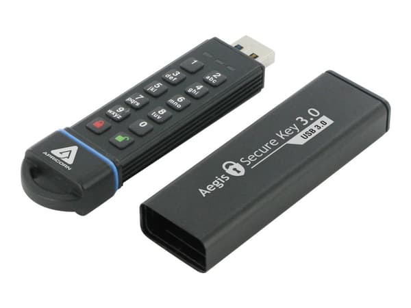 Apricorn Aegis Secure Key 3.0 - USB-flashstasjon - kryptert - 30 GB - USB 3.0