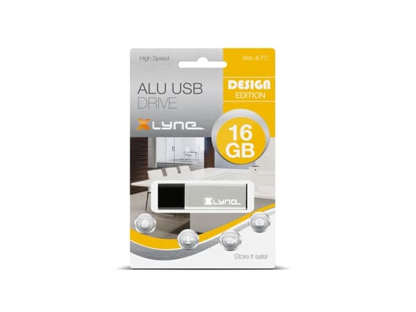 xlyne Alu - USB flash-enhet - 16 GB - USB 2.0 - aluminiumsilver