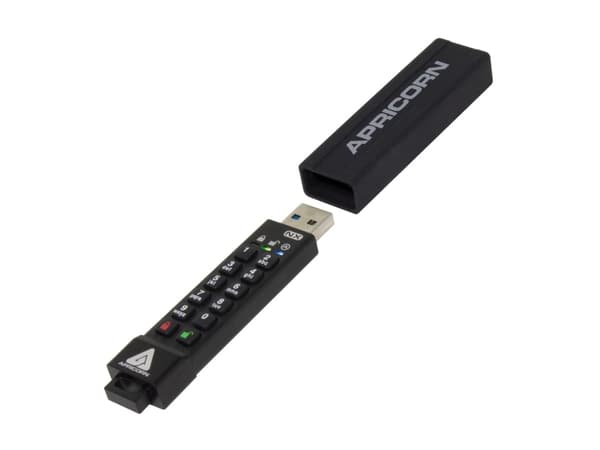 Apricorn ASK3, 32 GB, USB A-tyyppi, 3.2 Gen 1 (3.1 Gen 1), 77 MB/s, Suojus, Musta