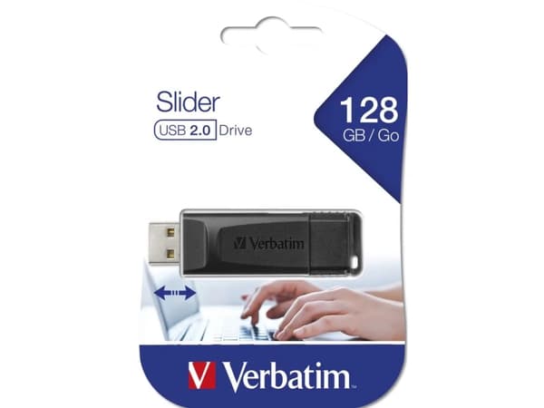 Verbatim Slider - USB flash-enhet - 128 GB - USB 2.0 Svart