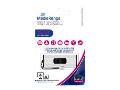MediaRange SuperSpeed - USB-muistitikku - 16 GB - USB 3.0 - lajittelu/sølv