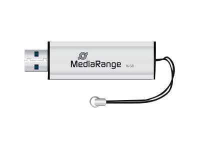 MediaRange SuperSpeed - USB-muistitikku - 16 GB - USB 3.0 - lajittelu/sølv musta, Hopea