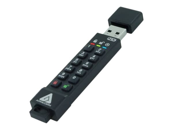 Apricorn Aegis Secure Key 3NX - USB flash-enhet - krypterat - 16 GB - USB 3.1 Gen 1 - FIPS 140-2 Level 3 Svart