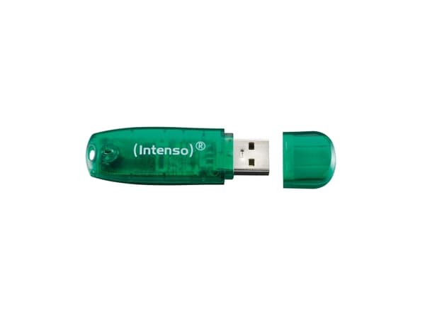 Intenso Rainbow Line, 8 GB, USB A-tyyppi, 2.0, 28 MB/s, Suojus, Vihreä