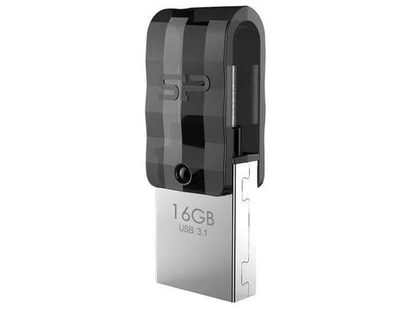 Silicon Power Mobile C31 USB-muisti 16 GB USB Type-A / USB Type-C 3.2 Gen 1 (3.1 Gen 1) Musta, Hopea