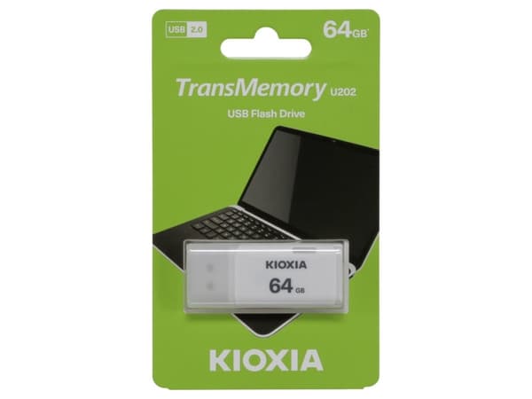 KIOXIA TransMemory U202 - USB-flashstasjon - 64 GB - USB 2.0 - hvit