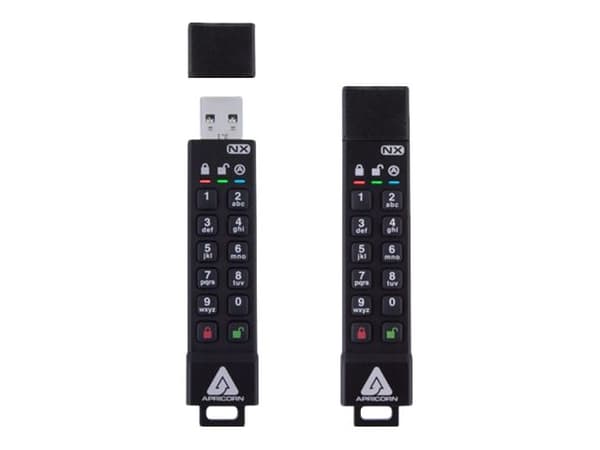 Apricorn Aegis Secure Key 3NX - USB-flashstasjon - kryptert - 64 GB - USB 3.1 Gen 1 - FIPS 140-2 Level 3