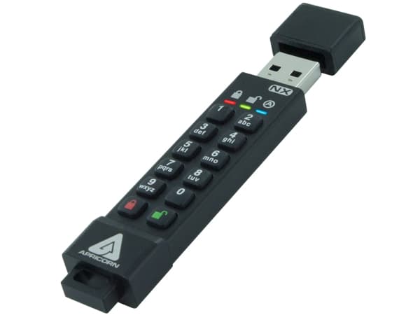 Apricorn Aegis Secure Key 3NX - USB-flashstasjon - kryptert - 64 GB - USB 3.1 Gen 1 - FIPS 140-2 Level 3
