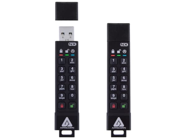 Apricorn Aegis Secure Key 3NX - USB-flashstasjon - kryptert - 64 GB - USB 3.1 Gen 1 - FIPS 140-2 Level 3