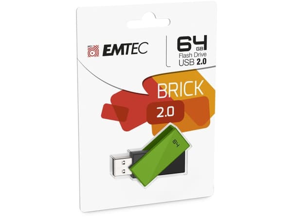 EMTEC C350 Brick - USB-flashstasjon - 64 GB - USB 2.0 - grønn