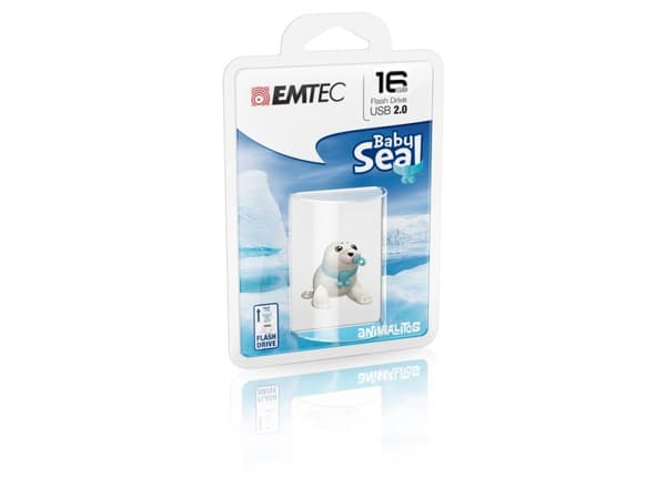 Emtec Baby Seal, 16 GB, USB A-tyyppi, 2.0, Suojus, Sininen, Valkoinen