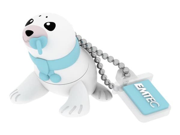 Emtec Baby Seal, 16 GB, USB A-tyyppi, 2.0, Suojus, Sininen, Valkoinen Sininen, Valkoinen