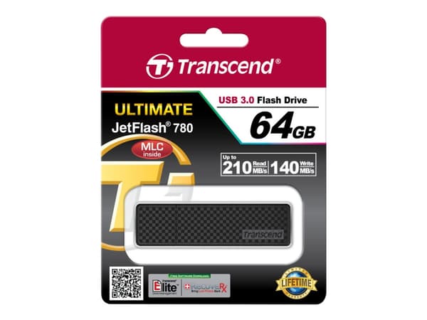Transcend JetFlash 780 - USB-flashstasjon - 64 GB - USB 3.0 - sjakkmønster