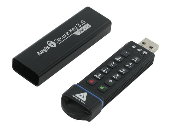 Apricorn Aegis Secure Key 3.0 - USB-flashstasjon - kryptert - 16 GB - USB 3.0 - FIPS 140-2 Level 3