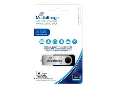 MediaRange USB Flexi-Drive - USB-muistitikku - 8GB - USB 2.0 musta, Hopea