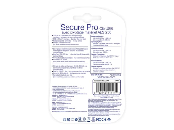 Verbatim Store 'n' Go Secure Pro - USB-flashstasjon - kryptert - 32 GB - USB 3.0