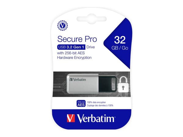 Verbatim Store 'n' Go Secure Pro - USB-flashstasjon - kryptert - 32 GB - USB 3.0