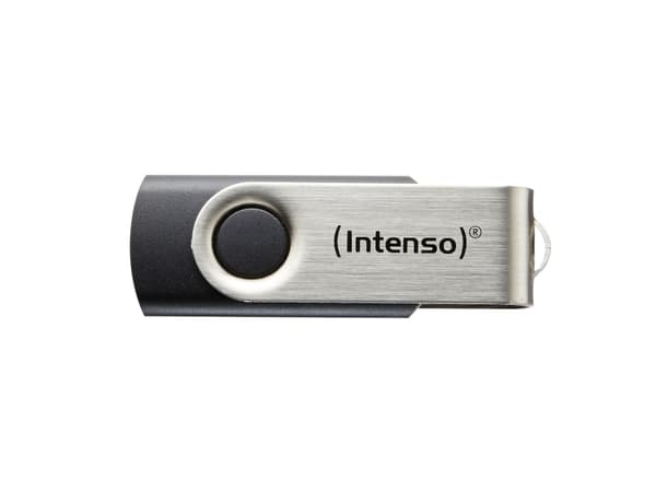 Intenso Basic Line, 8 GB, USB A-tyyppi, 2.0, 28 MB/s, Taittuva, Musta, Hopea