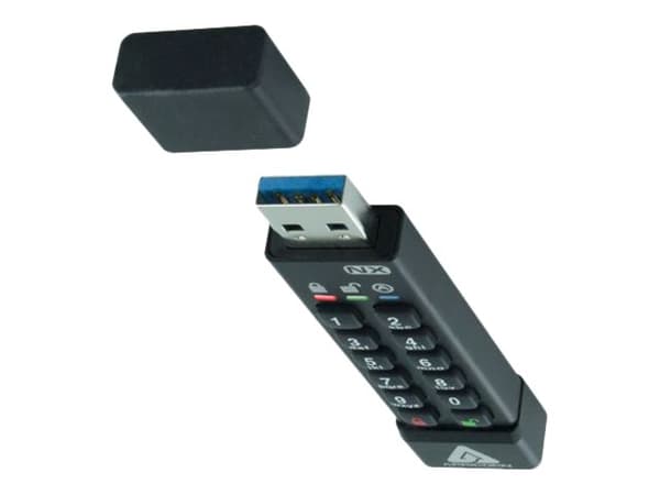 Apricorn Aegis Secure Key 3NX - USB-flashstasjon - kryptert - 128 GB - USB 3.1 Gen 1 - FIPS 140-2 Level 3 Sort