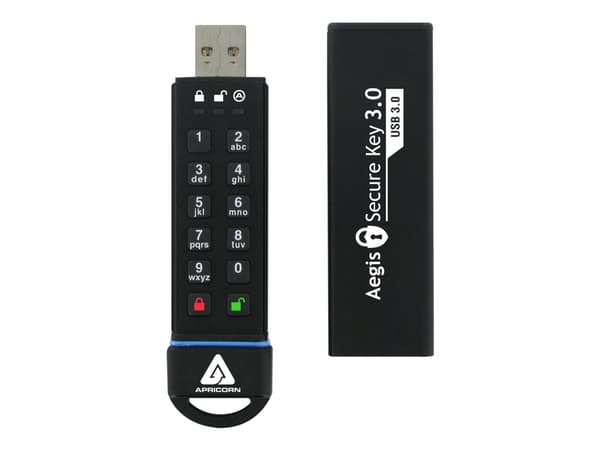 Apricorn Aegis Secure Key 3.0 - USB-flashstasjon - kryptert - 240 GB - USB 3.0