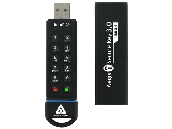 Apricorn Aegis Secure Key 3.0 - USB-flashstasjon - kryptert - 240 GB - USB 3.0