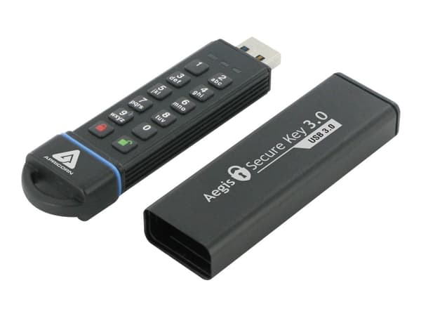 Apricorn Aegis Secure Key 3.0 - USB-flashstasjon - kryptert - 240 GB - USB 3.0