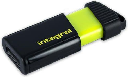 Integral 64GB USB2.0 DRIVE PULSE YELLOW, 64 GB, USB Type-A, 2.0, 12 MB/s, Friktionslager, Gul
