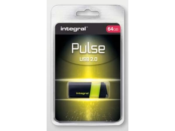 Integral 64GB USB2.0 DRIVE PULSE YELLOW USB-minnepenn USB Type-A 2.0 Gult Gult