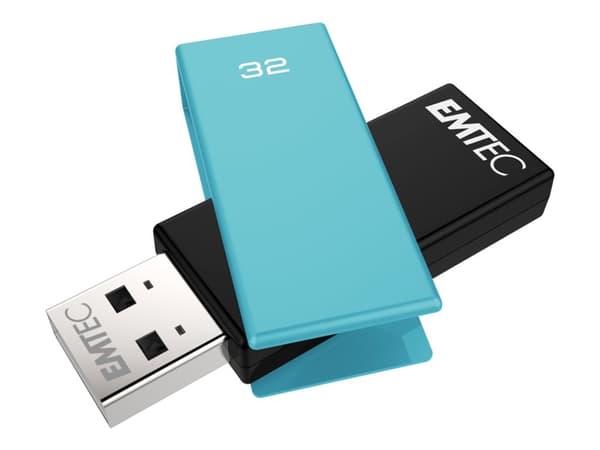 Emtec C350 Brick 2.0, 32 GB, USB A-tyyppi, 2.0, 15 MB/s, Taittuva, Musta, Sininen