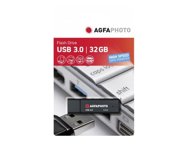 AgfaPhoto 10570, 32 GB, USB A-tyyppi, 3.2 Gen 1 (3.1 Gen 1), Suojus, Musta