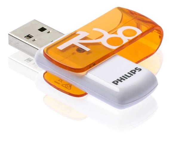 Philips FM12FD05B, 128 GB, USB A-tyyppi, 2.0, Taittuva, 8 g, Oranssi, Valkoinen