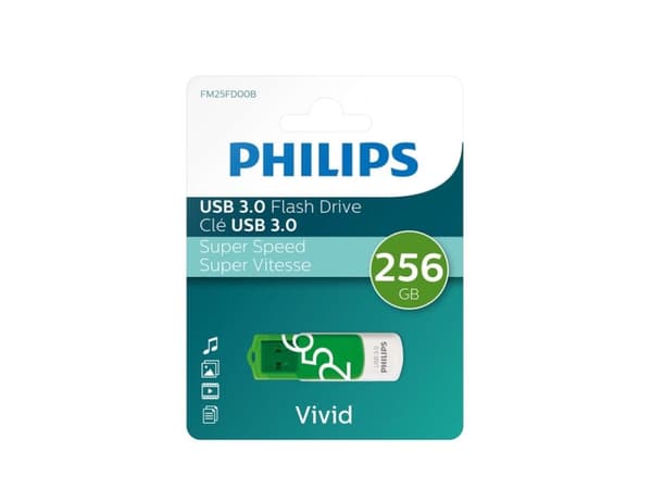 Philips FM25FD00B/00, 256 GB, USB Type-A, 3.2 Gen 1 (3.1 Gen 1), Sväng, 8 g, Grön, Vit