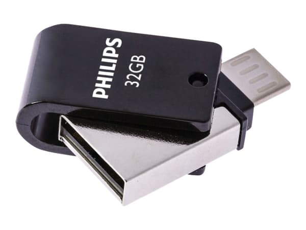 Philips FM32DA148B 2-i-1 - USB-minnepinne - 32 GB - USB 2.0 / mikro-USB