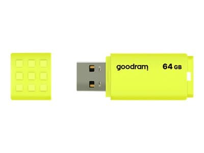Goodram UME2, 64 GB, USB A-tyyppi, 2.0, 20 MB/s, Suojus, Keltainen