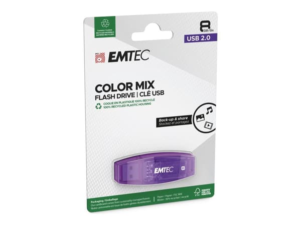 EMTEC C410 Color Mix - USB flash-enhet - 8 GB - USB 2.0