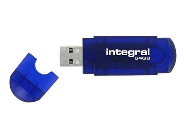 Integral 64GB USB2.0 DRIVE EVO BLUE, 64 GB, USB A-tyyppi, 2.0, 12 MB/s, Suojus, Sininen Sininen