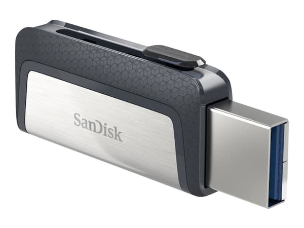 SanDisk Drive USB Ganda Ultra Tipe-C 256 GB, 256 GB, USB Type-A / USB Type-C, 3.2 Gen 1 (3.1 Gen 1), 150 MB/s, Liuku, Harmaa, Hopea