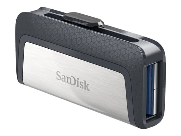 SanDisk Drive USB Ganda Ultra Tipe-C 256 GB, 256 GB, USB Type-A / USB Type-C, 3.2 Gen 1 (3.1 Gen 1), 150 MB/s, Liuku, Harmaa, Hopea