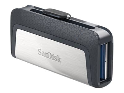 SanDisk Drive USB Ganda Ultra Tipe-C 256 GB, 256 GB, USB Type-A / USB Type-C, 3.2 Gen 1 (3.1 Gen 1), 150 MB/s, Liuku, Harmaa, Hopea