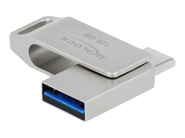 DeLOCK 54076, 128 GB, USB Type-A / USB Type-C, 3.2 Gen 1 (3.1 Gen 1), 71 MB/s, Taittuva, Hopea
