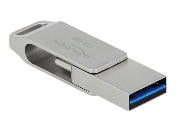 DeLOCK 54076, 128 GB, USB Type-A / USB Type-C, 3.2 Gen 1 (3.1 Gen 1), 71 MB/s, Taittuva, Hopea Hopea