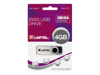 xlyne SWG Swing - USB-flashstasjon - 4 GB - USB 2.0 - svart Sort, Rustfritt stål