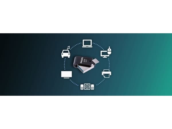 Philips FM64DC152B/00, 64 GB, USB Type-C, 3.2 Gen 1 (3.1 Gen 1), 180 MB/s, Ilman suojusta, Musta