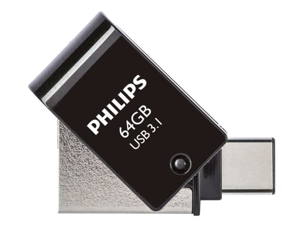 Philips FM64DC152B - USB-flashstasjon - 64 GB - USB 3.1 / USB-C Sort