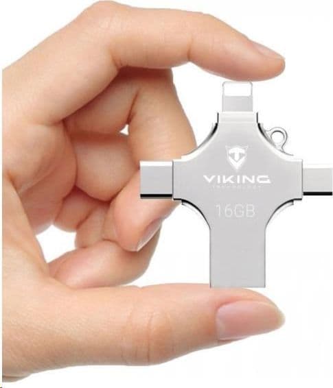 Pendrive Viking Viking USB Flash disk 16GB s konovkou APPLE Lightning/Micro USB/USB/USB-C