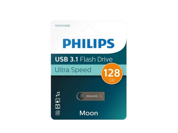 Philips Moon Edition 3.1, 128 GB, USB A-tyyppi, 3.2 Gen 1 (3.1 Gen 1), Ilman suojusta, 5,4 g, Harmaa