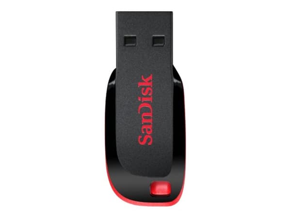 SanDisk Cruzer Blade - USB-flashstasjon - 32 GB - USB 2.0 - rød, glattsvart
