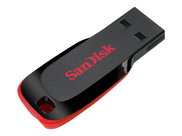 SanDisk Cruzer Blade - USB-flashstasjon - 32 GB - USB 2.0 - rød, glattsvart