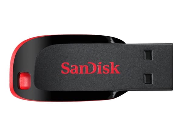 SanDisk Cruzer Blade - USB-flashstasjon - 32 GB - USB 2.0 - rød, glattsvart